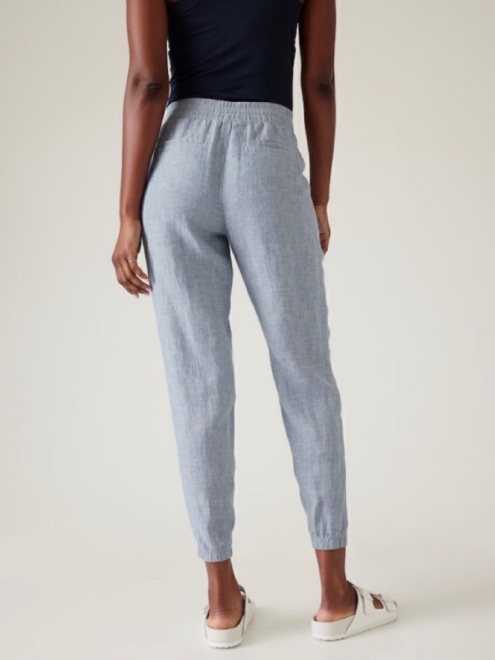 Athleta Retreat Linen Jogger Pant Size 12 NEW Blue 100% Linen - Picture 2 of 12